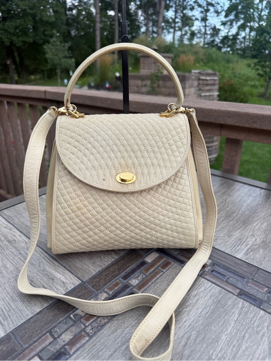 Bally Handbags - Bally Quilted Cream Top-Handle Satchel with Gold Hardware